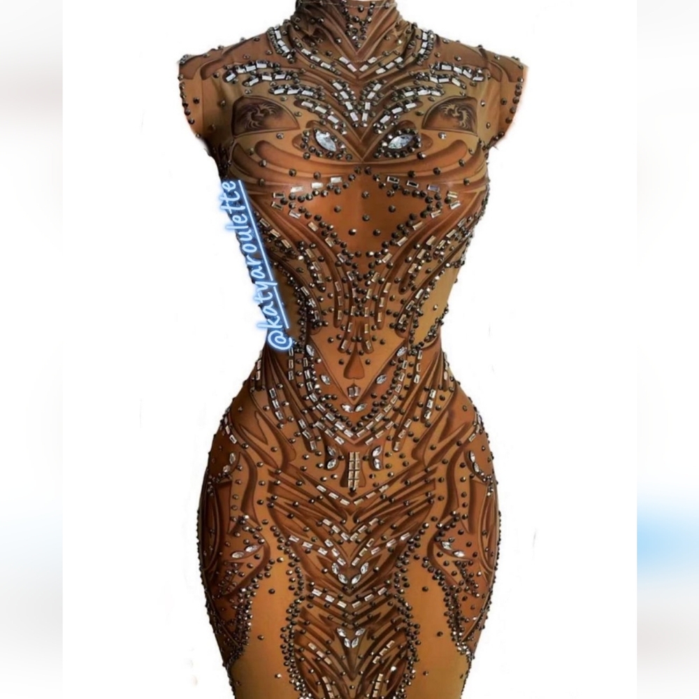 Tribal print bodycon dress ready to ship.